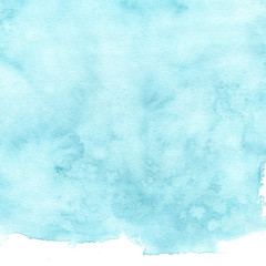 Hand painted watercolour sea water splash texture, abstract blue color watercolor background