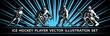 Ice hockey vector player illustration collections on a black background
