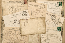 Vintage Postcards Old Handwritten Letter Used Paper Background