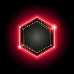 Aufkleber - vector illustration red abstract modern metal cyber technology background with poly hexagon pattern and light