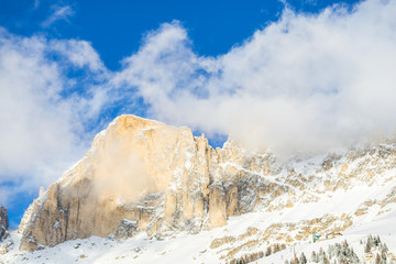 Wall Mural - Winter Clouds in Dolomites Mountains 