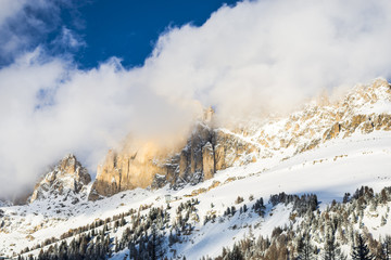 Wall Mural - Winter Clouds in Dolomites Mountains 