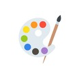 Paint palette and paint brush,  art equipment