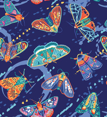 Wall Mural - Cute butterflies seamless pattern. Colorful vector surface design