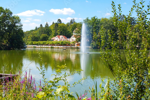 Bad Nauheim Kurpark und Teich StockFoto Adobe Stock