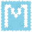 © Serhii Shcherbakov - Jigsaw puzzles blue color assembled like capital letter M on white background, puzzle letters may be seamless connected along borders, 3D rendered font image