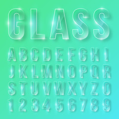 Wall Mural - Font alphabet transparent glass vector