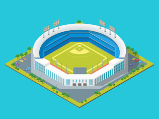 Sticker - Soccer or Baseball Park or Stadium Concept 3d Isometric View. Vector