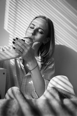 young woman smoking