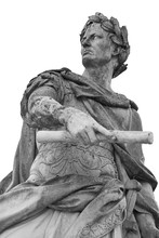 Roman Emperor Julius Caesar Statue Isolated Over White Background