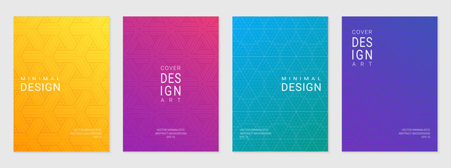 vector set of cover design template with minimal geometric patterns, modern different color gradient