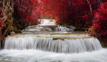 Waterfall Landscape In Autumn Forest