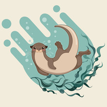 Cute Otter Cartoon Character Vector Illustration