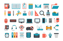 Office Supplies. Set Of Business And Office Icons.