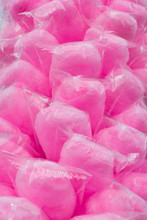 Pink Cotton Candy Close Up. Sweet Treat For Kids, Traditional Food In Amusement Parks And Fairs