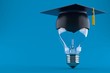 Mortarboard with light bulb