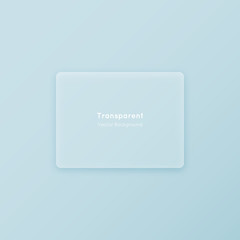 Poster - Translucent matte glass horizontal vector transparent rectangle shape. Tablet app material flat design element on minimal blue background concept.