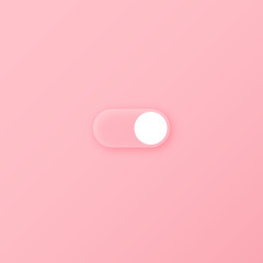 Poster - Transparent minimalistic clean vector on/off toggle switch button template on tender pink background