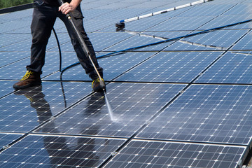 Wall Mural - washing and cleaning photovoltaic panels