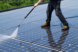 Fototapeta Natura - washing and cleaning photovoltaic panels