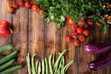 Fototapeta Kuchnia - Fresh organic herbs and vegetables selection