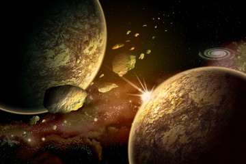 Wall Mural - the cosmic landscape consisting of stars of galaxies of planets and constellations