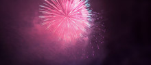 Horizontal Banner With Pink Fireworks
