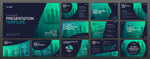 Wall Mural - powerpoint presentation templates set. use for powerpoint presentation background, brochure design, 