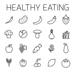 Poster - Healthy eating related vector icon set