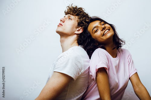 Fotografia, Obraz lifestyle and people concept. young multinational couple togethe