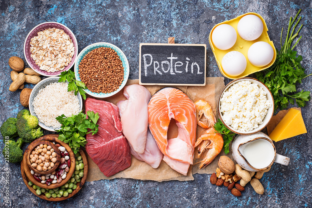 Healthy food high in protein - obrazy, fototapety, plakaty 