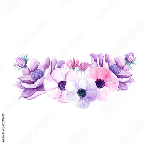 Purple Flowers In Watercolor Floral Composition With Flowers Drawing Watercolor Buy This Stock Illustration And Explore Similar Illustrations At Adobe Stock Adobe Stock