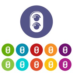 Poster - Traffic light railway icons color set vector for any web design on white background