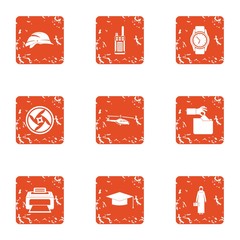 Poster - Designer look icons set. Grunge set of 9 designer look vector icons for web isolated on white background