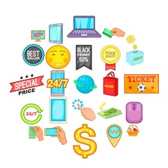 Poster - E-commerce icons set. Cartoon set of 25 e-commerce vector icons for web isolated on white background