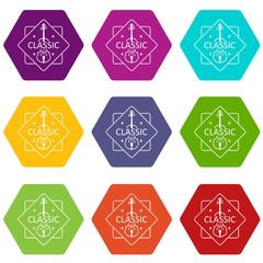 Poster - Violin icons 9 set coloful isolated on white for web
