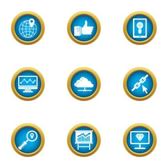Poster - World way icons set. Flat set of 9 world way vector icons for web isolated on white background