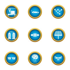 Poster - Tech dev icons set. Flat set of 9 tech dev vector icons for web isolated on white background