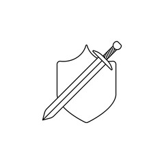 Poster - sword and shield icon. Element of cybersport icon for mobile concept and web apps. Thin line sword and shield icon can be used for web and mobile