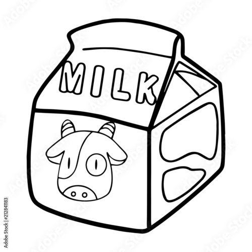 Milk paper box cartoon illustration isolated on white background for
