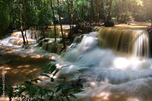 A beautiful view of Huay Mae khamin waterfall at Kanchanaburi province in Thailand Canvas