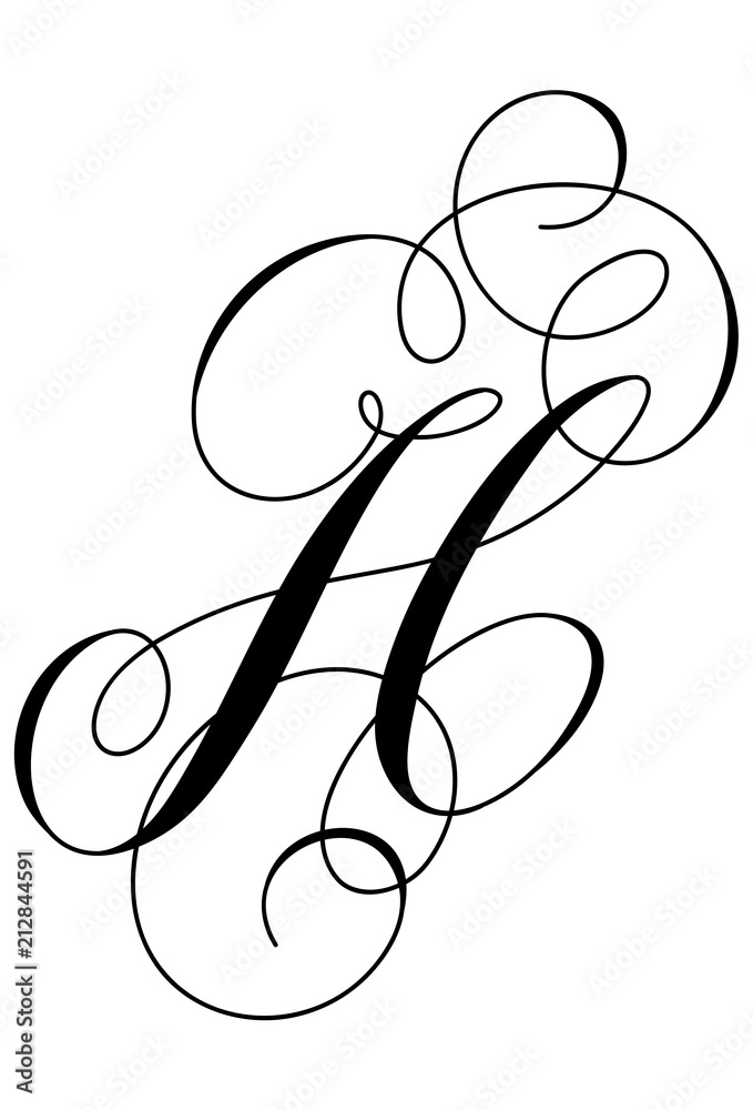 Calligraphy Alphabet Letter H Adobe Stock
