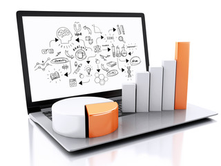 Poster - Modern Laptop with education sketch
