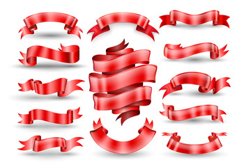 Wall Mural - red ribbon banners collection.