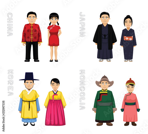 Traditional Costumes Cartoon Vector Illustration 1
