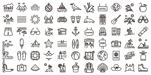 Fotomural Big summer vacations icon set