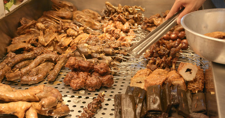 Taiwan night market selling Lou Mei, Soy sauce meat at outdoor