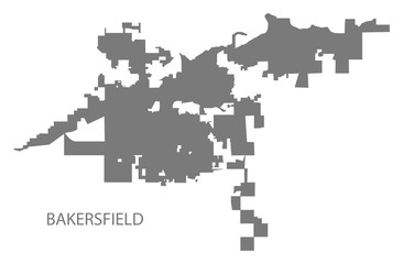 Bakersfield California city map grey illustration silhouette