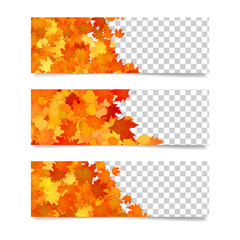 Wall Mural - horizontal banners for websites. promotional borders templates with yellow and orange leaves