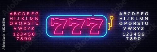Fotografía Slot Machine neon sign vector